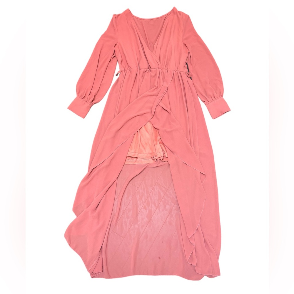 Vintage Chiffon Dusty Rose Gown Dress - Sz Med/Lrg